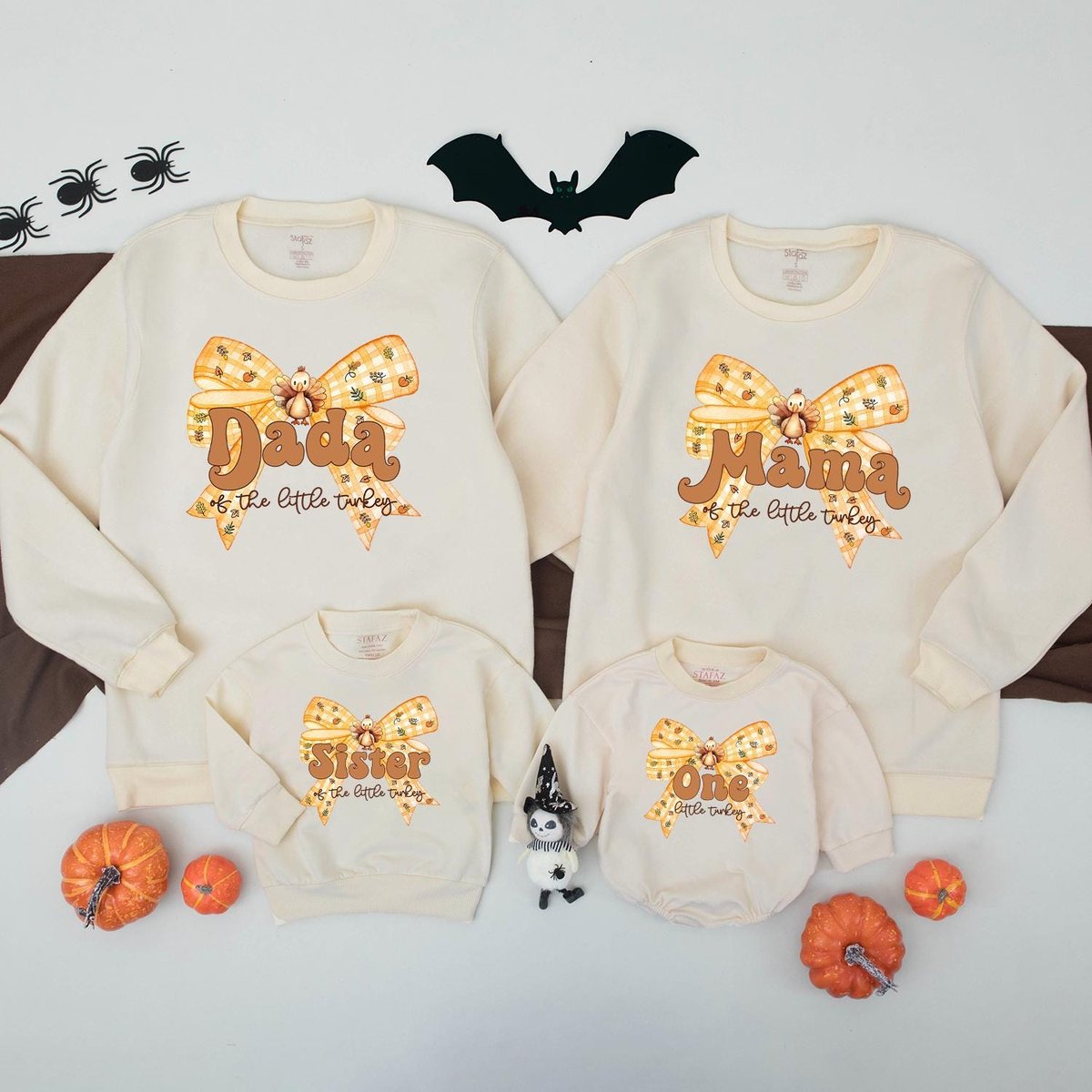 Thanksgiving First Birthday Matching Sweatshirt One Little Turkey 1st Birthday Outfit Fall Family Sh 435