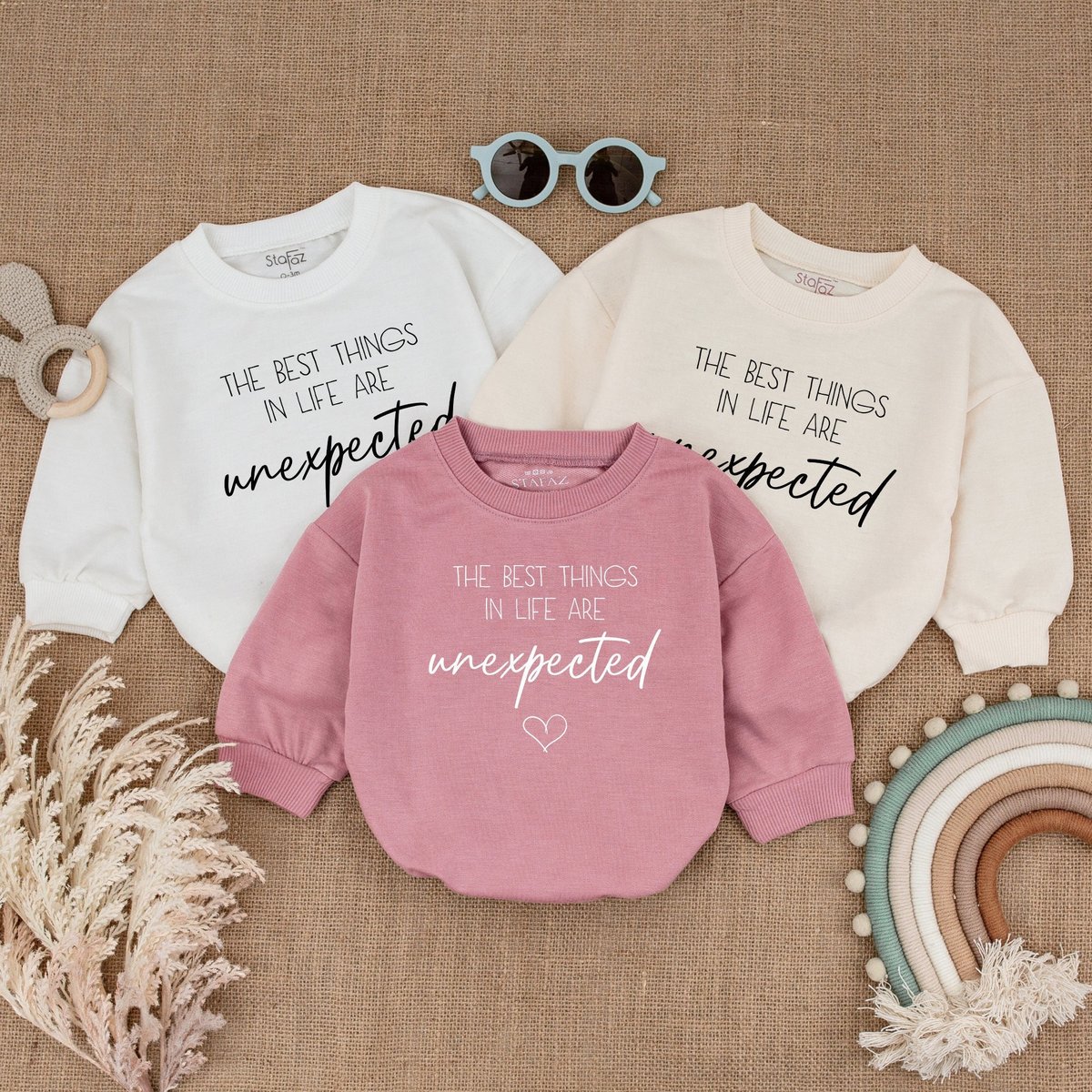 The Best Things In Life Are Unexpected Baby Romper Pregnancy Announcement Baby ClothesPregnancy Baby 174