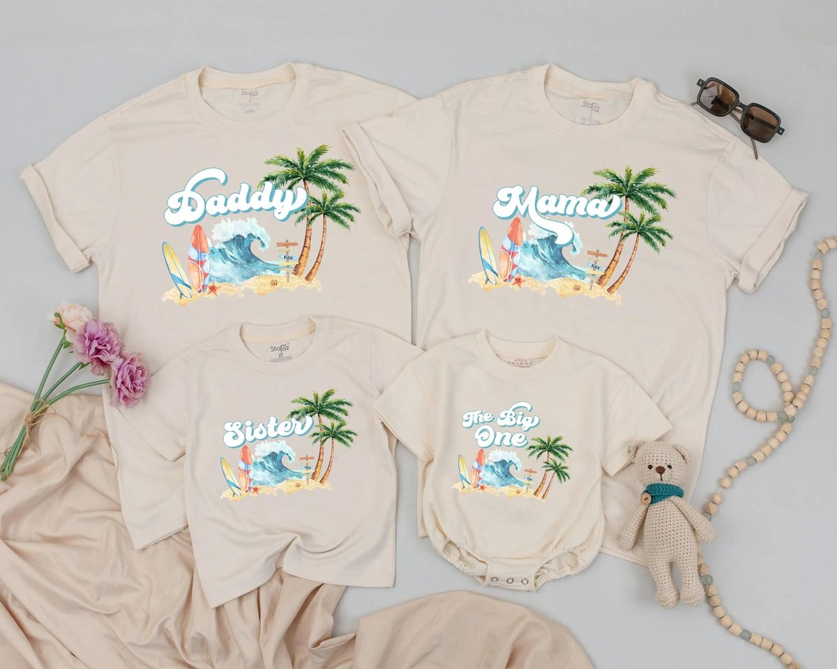 The Big One Beach Birthday Matching Shirts Surf Birthday Outfit Matching Dad and Baby Outfit Summer 429