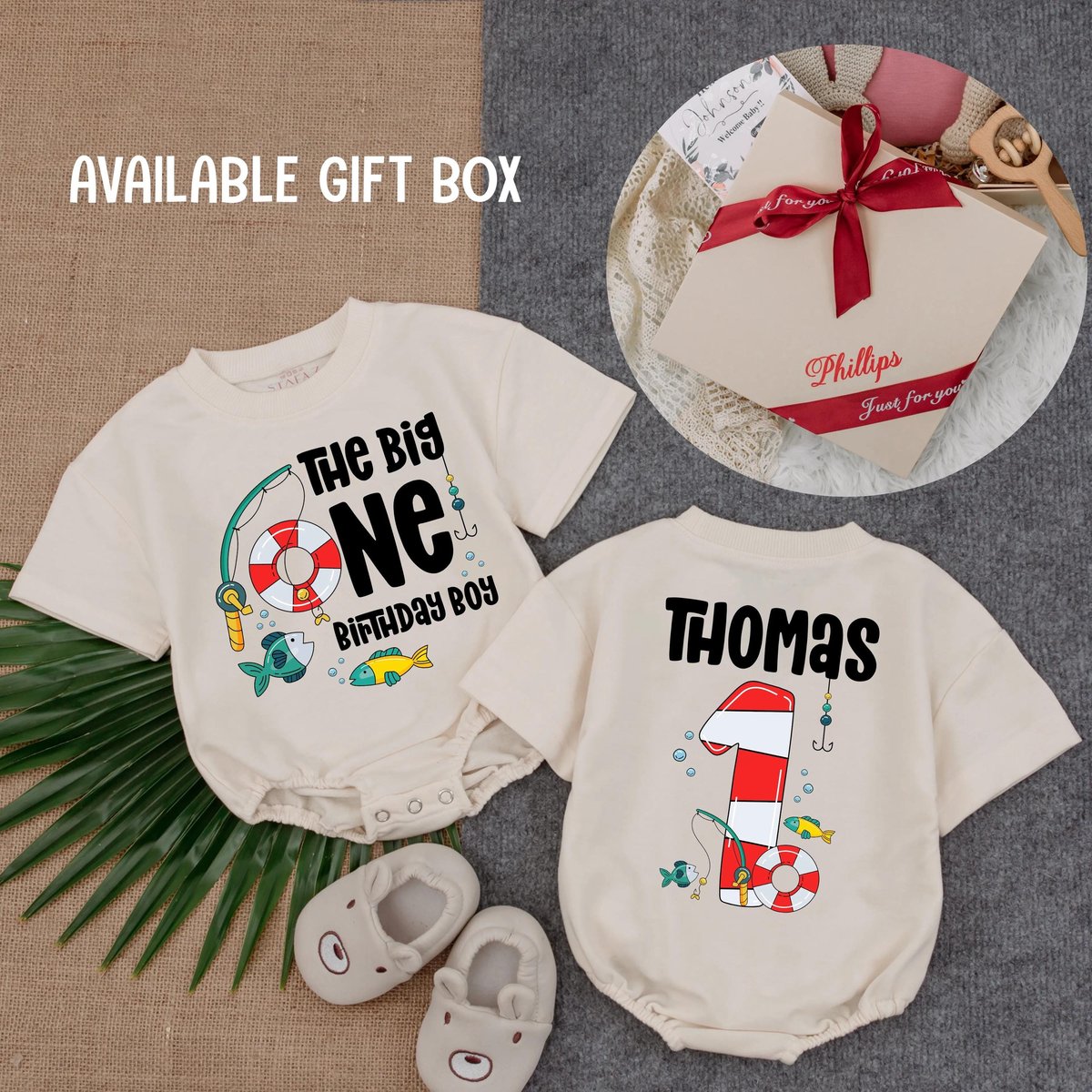 The Big One Fishing Boy 1st Birthday Bubble Romper First Birthday Fishing Outfit for Boy Nautical Bi 432