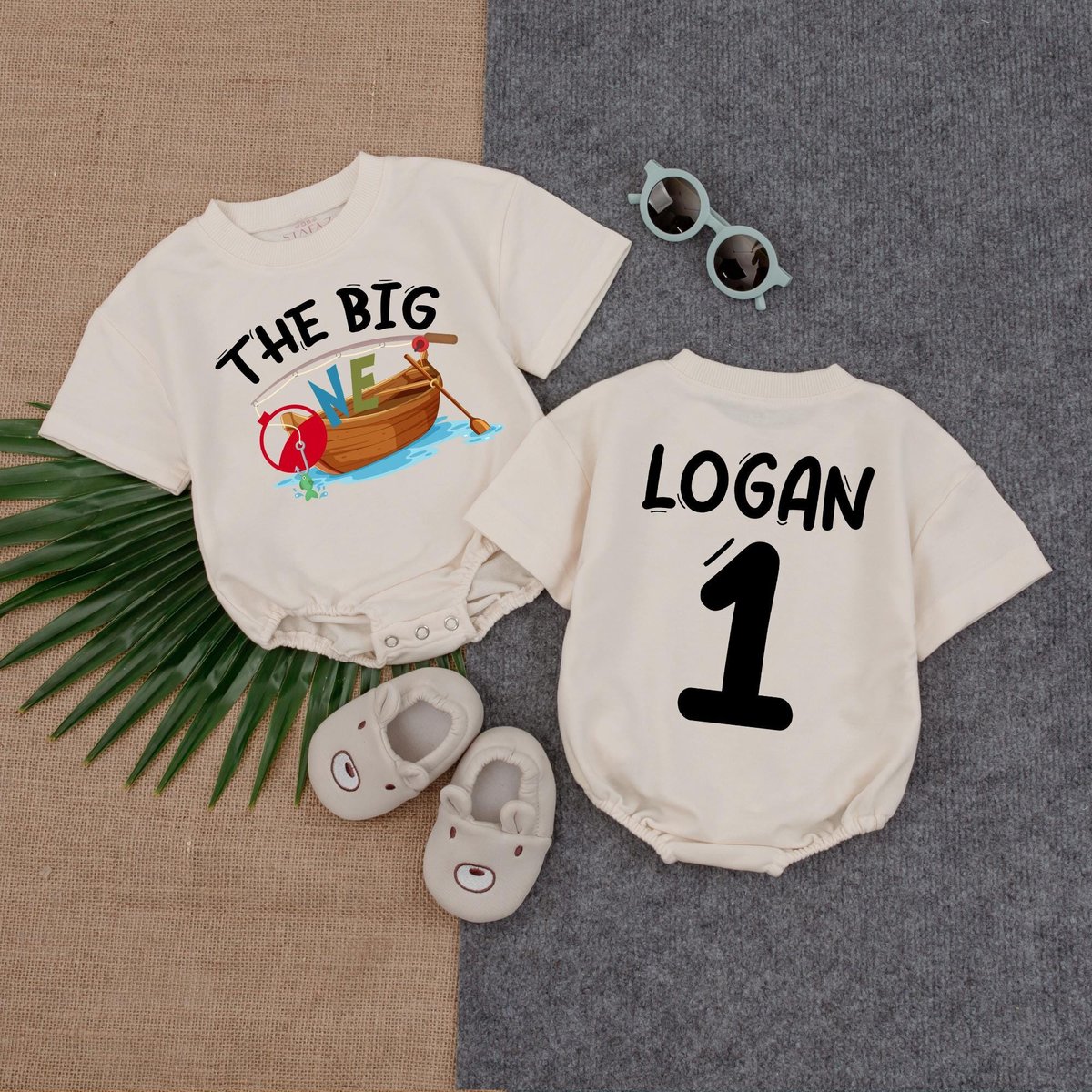 The big one Personalized Birthday Boy Romper First Birthday Outfit Ocean Theme Birthday Shirt Cupcak 188