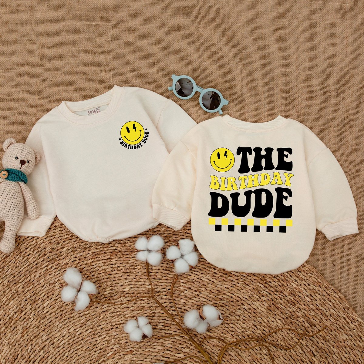 The Birthday Dude Baby Romper One Cool Dude Bodysuit Smiley Face Birthday Outfit Birthday Outfit Bab 170