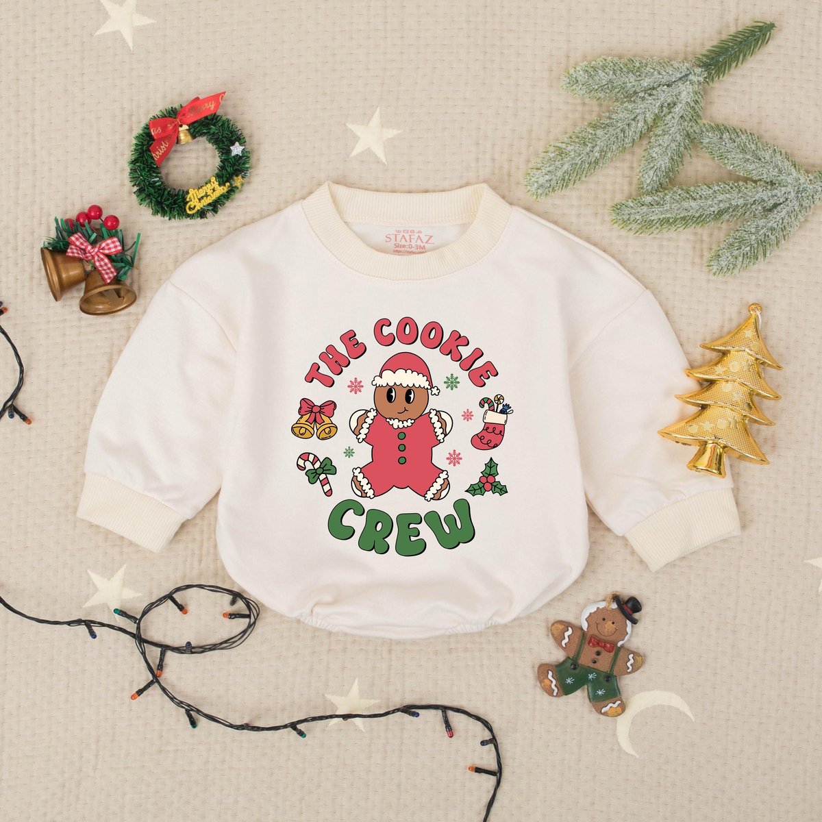 The Cookie Crew Christmas Bubble Romper Holiday Baking Crew Baby Bodysuit 1st Christmas Party Clothe