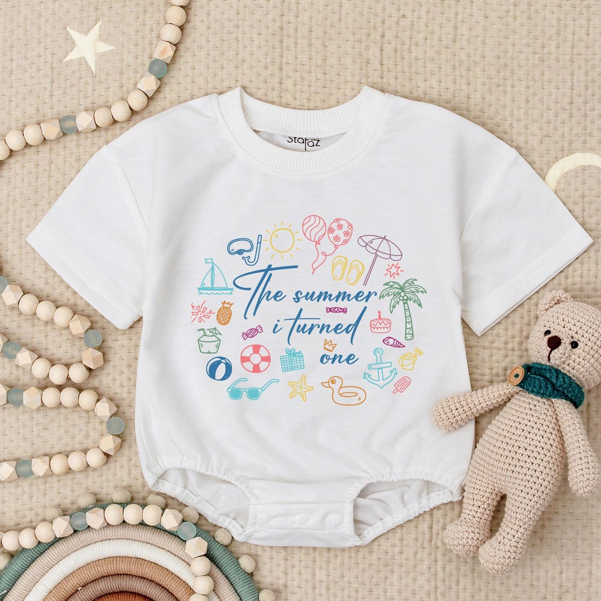 The Summer Baby Romper 1st Birthday Romper Beach Vacation Baby Gift Cute 1st Birthday Bodysuit One Y