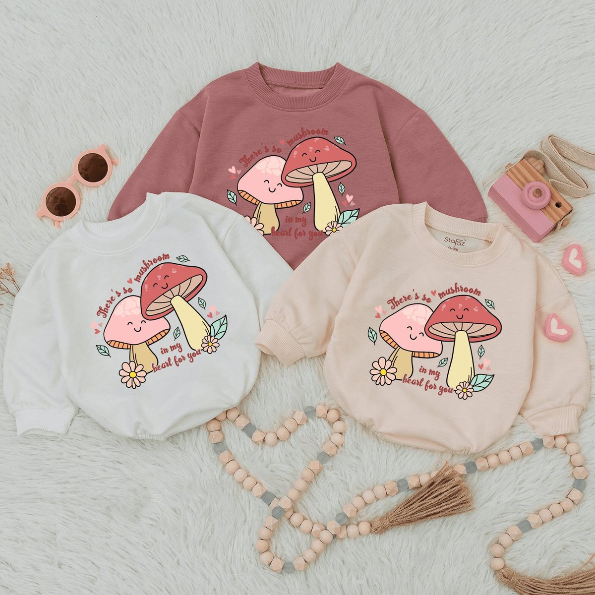 There Is No Mushroom In My Heart For You Baby Romper Valentine Kids Baby gift Bubble Romper Baby Gir 165