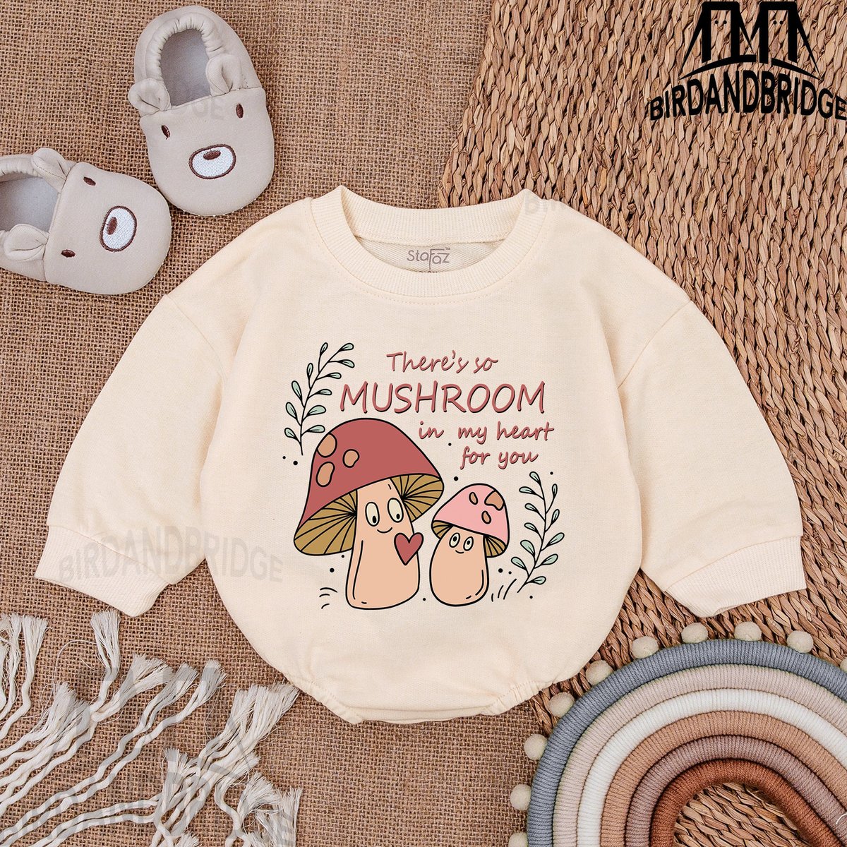 There's So Mushroom In My Heart For You Bubble Romper Baby Clothes Valentine For Baby Baby Romp