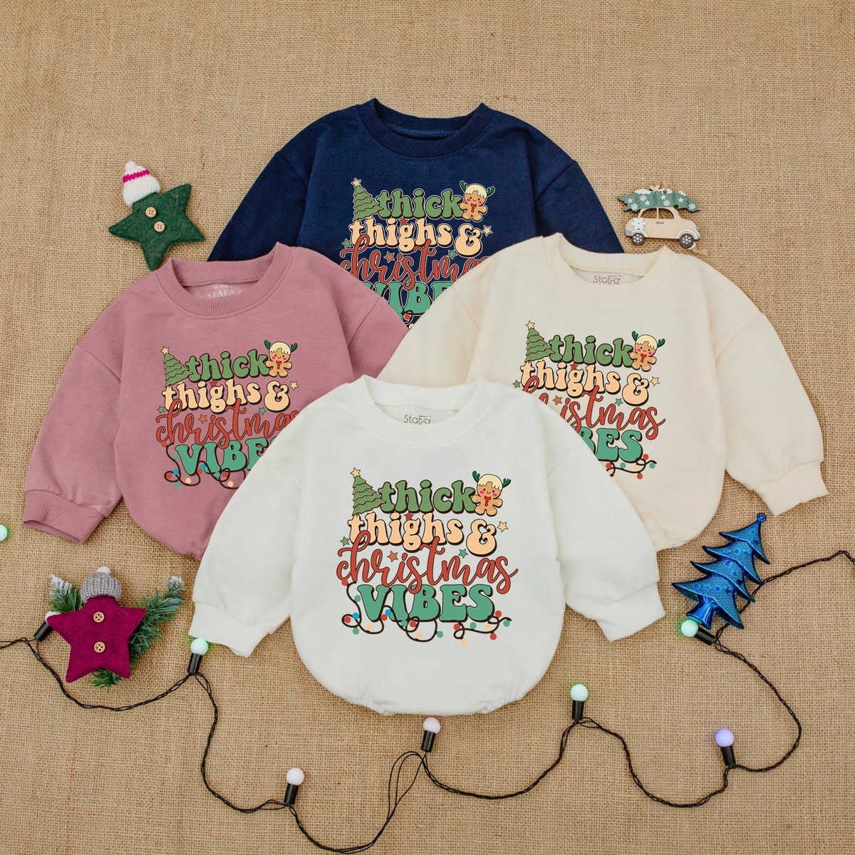 Thick Thighs Christmas Vibes Baby Romper Baby Girl Outfit First Christmas Baby Clothes Baby Shower G 179