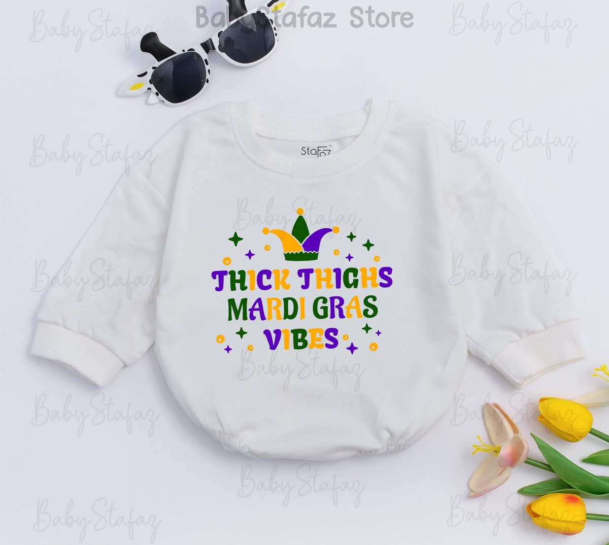 Thick Thighs Mardi Gras Vibes baby Outfit Mardi Gras baby Romper Mardi Gras Apparel mardi gras parad 165