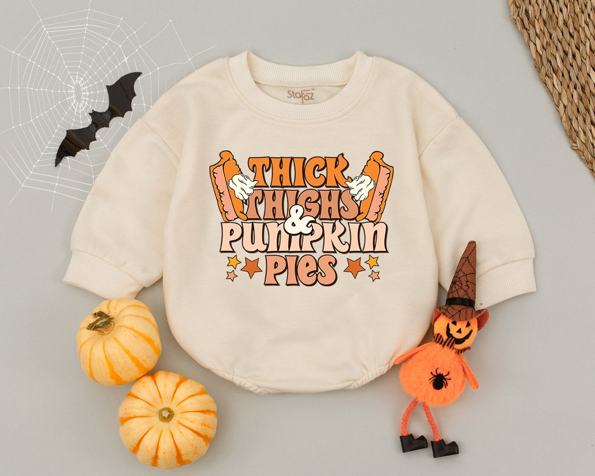 Thick Thighs Pumpkin Pies Baby Romper First Thanksgiving Baby Outfit Newborn Thanksgiving DayBaby Sh