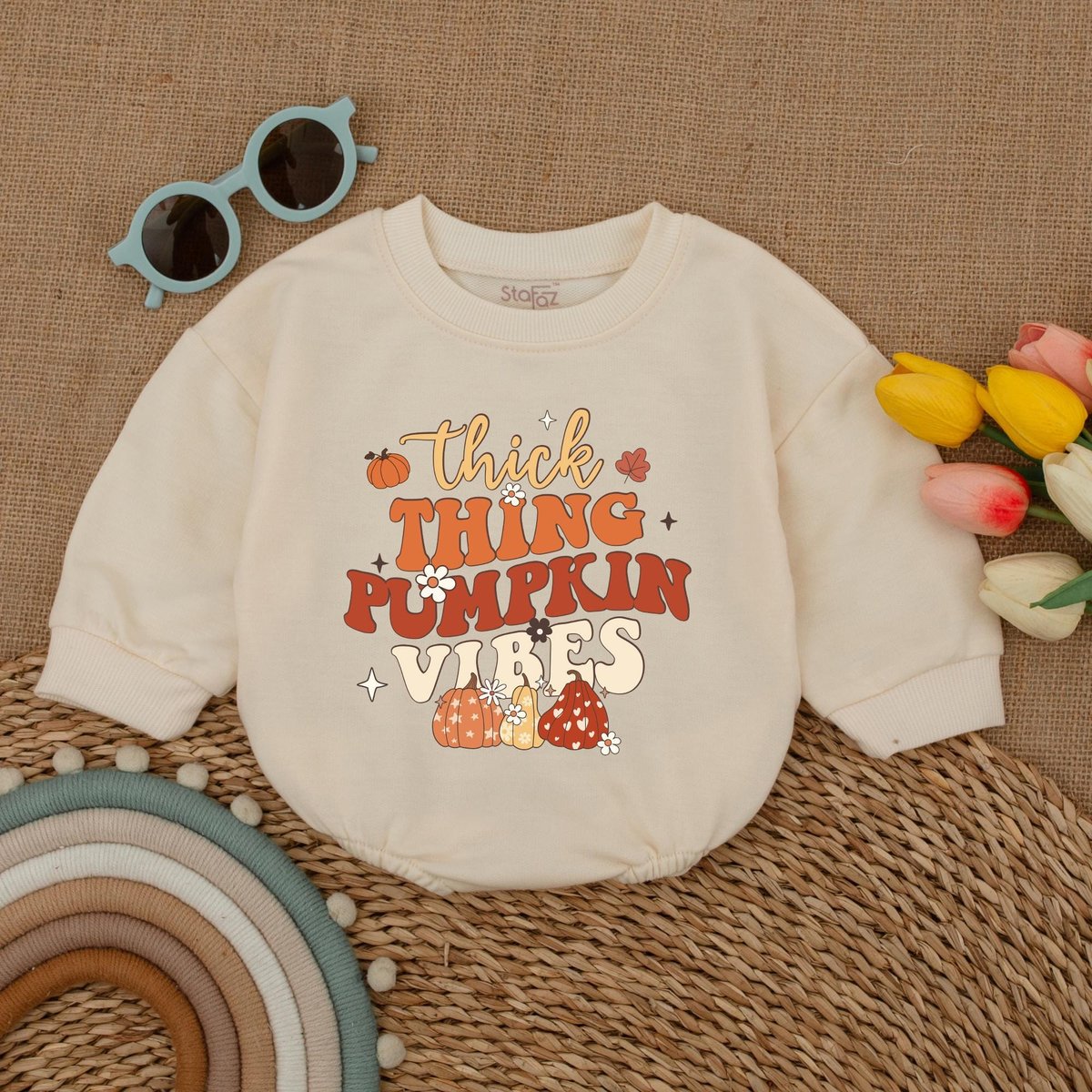 Thick Thing Pumpkin Vibes Romper Thanksgiving Baby Bodysuit Pumpkin Baby Gift Fall Baby Outfit Pumpk 177