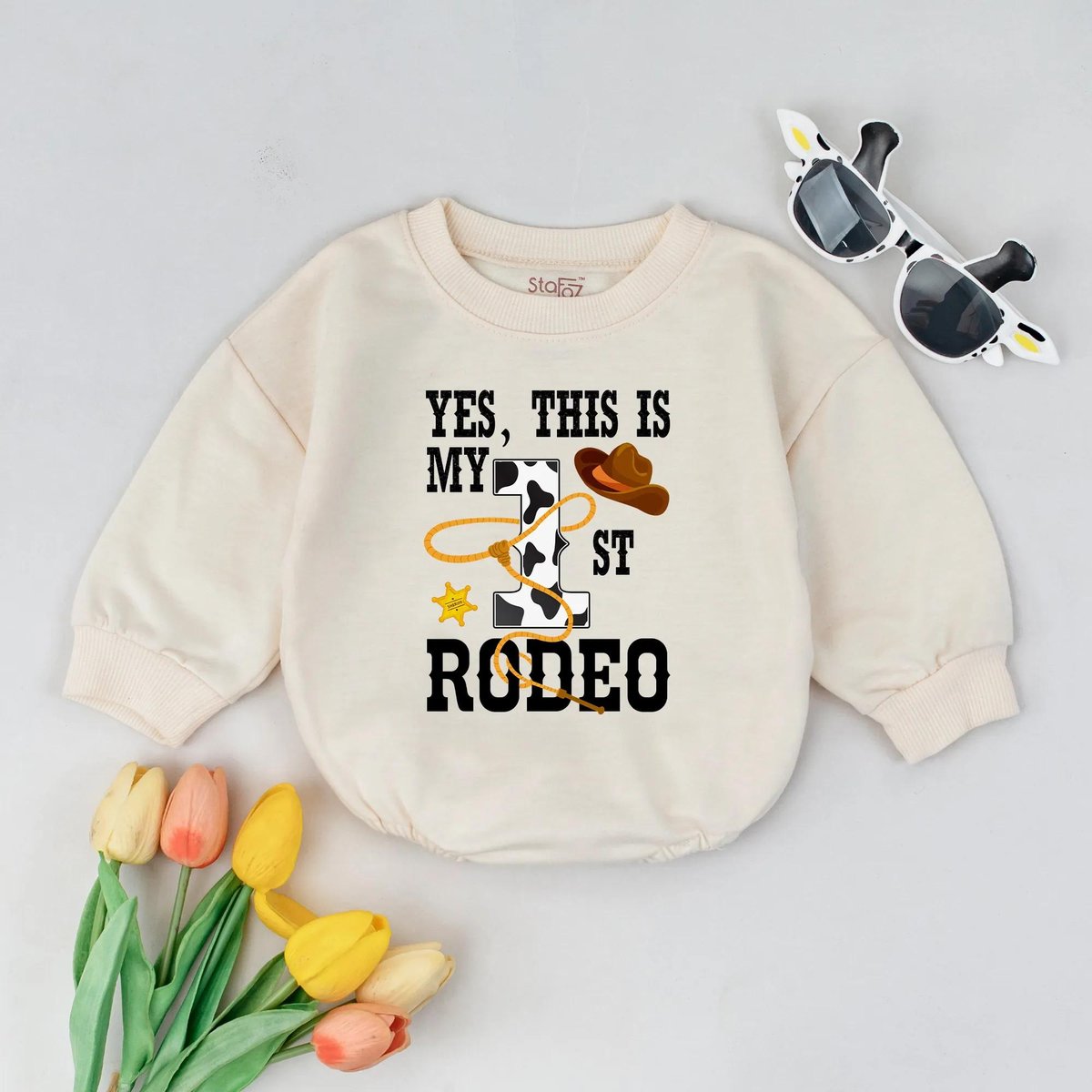 This Is My First Rodeo Bubble Romper Baby Boy Birthday Outfit Short Sleeve Western Theme Bodysuit Co 433