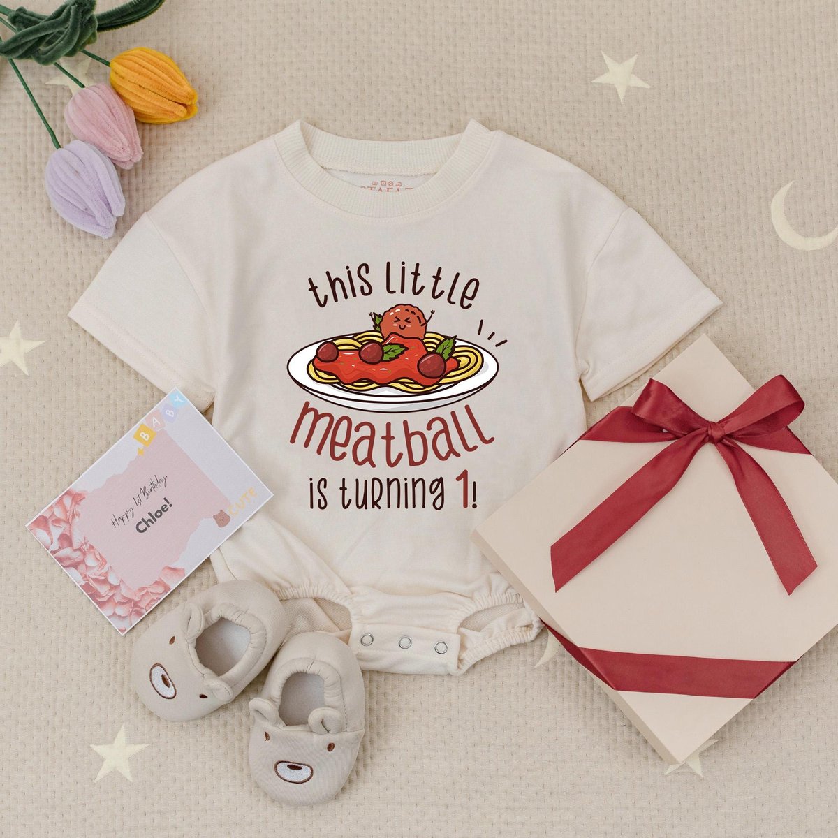 This Little Meatball Is Turning quotCustomquot Bubble Romper Italian Baby Gift Spaghetti Little Meat