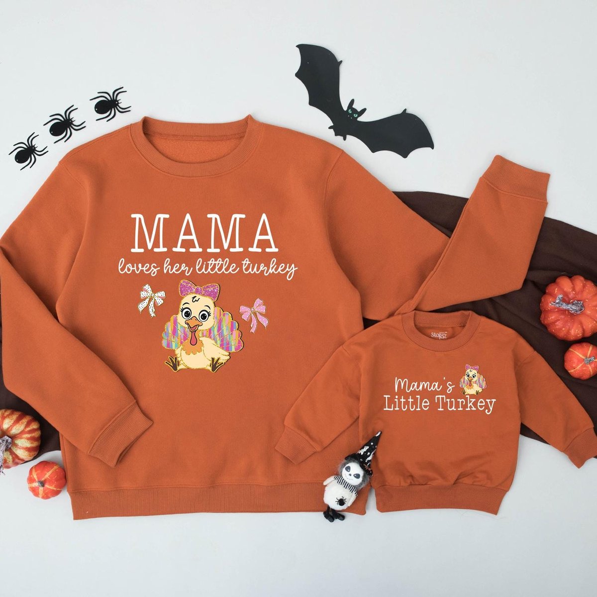 This Mama Loves Her Little Turkey Matching Sweatshirt Mama Mini Thanksgiving Outfit Mommy and Me Tur 435