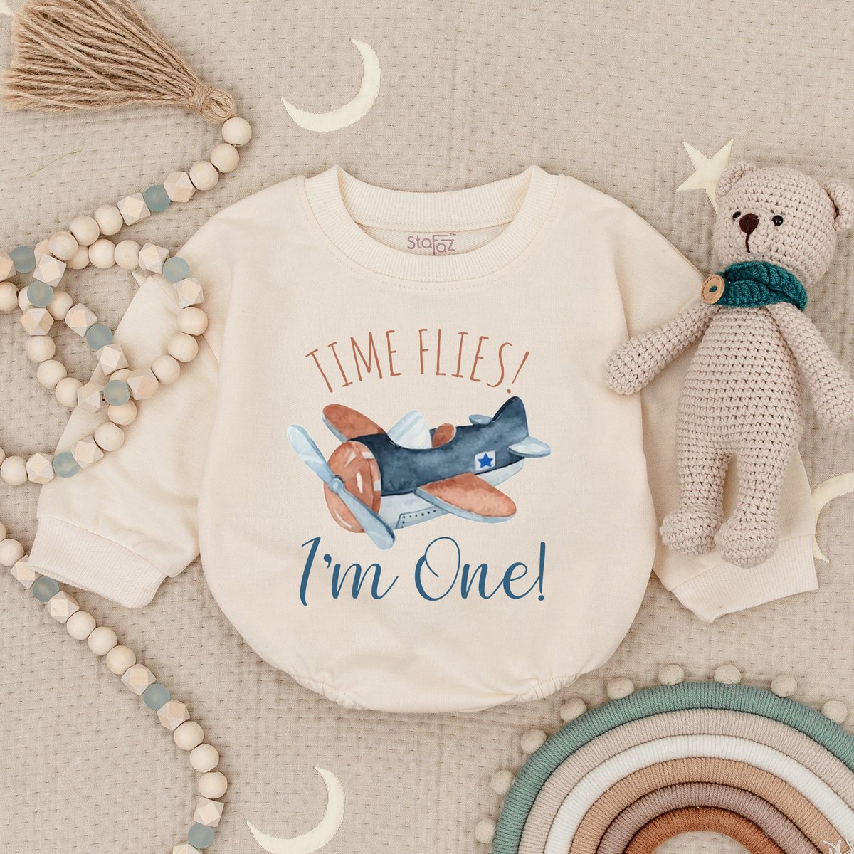 Time Flies I'm One Airplane Birthday Baby Romper Airplane Theme Bubble Romper Airplane Birthday Bab