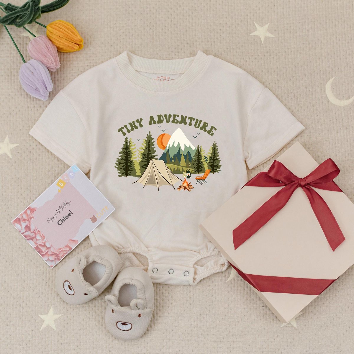 Tiny Adventurer Baby Romper Adventure Infant Forest Baby Bodysuit Woodland Camping Hiking Baby Earth