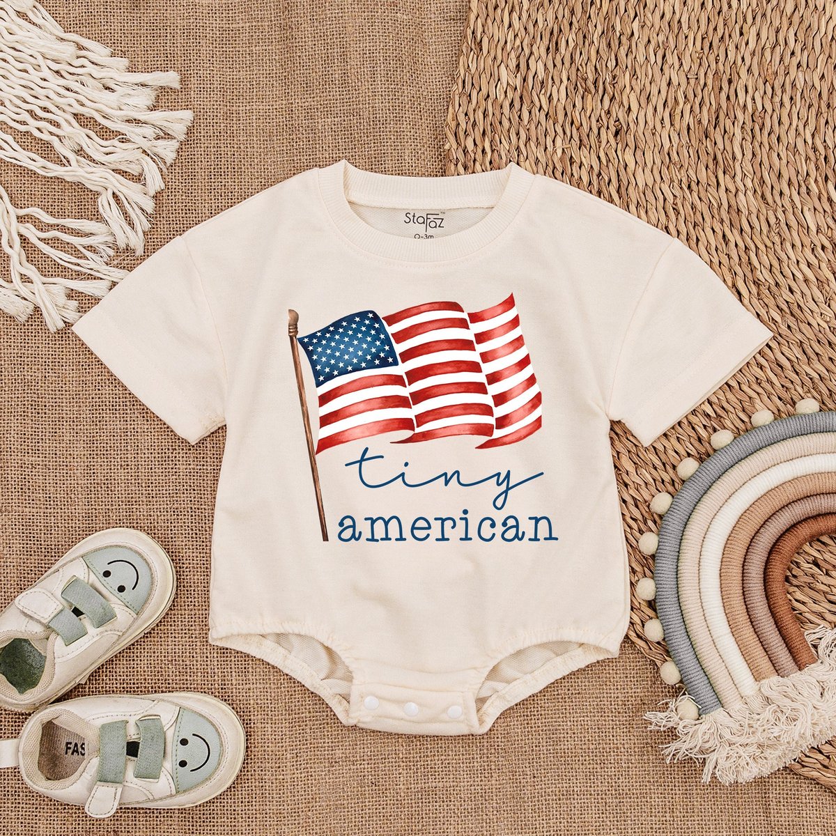 Tiny American Bubble Romper Retro 4th of July Baby Baby Clothes Patriotic Baby Outfit Baby Clot