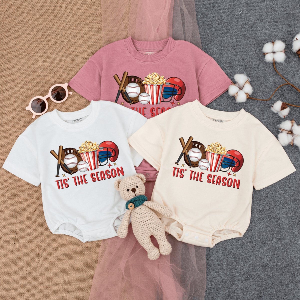 Tis The Season Baseball Game Romper Short Sleeve Baseball Game Day Baby Gameday Outfit Baby Clothe 168