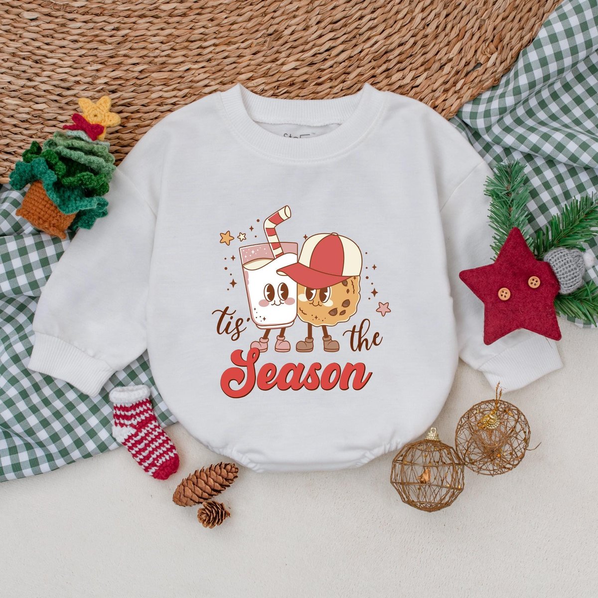 Tis The Season Christmas Baby Romper Retro Christmas Bodysuit Winter Baby Clothes First Christmas Ou 177