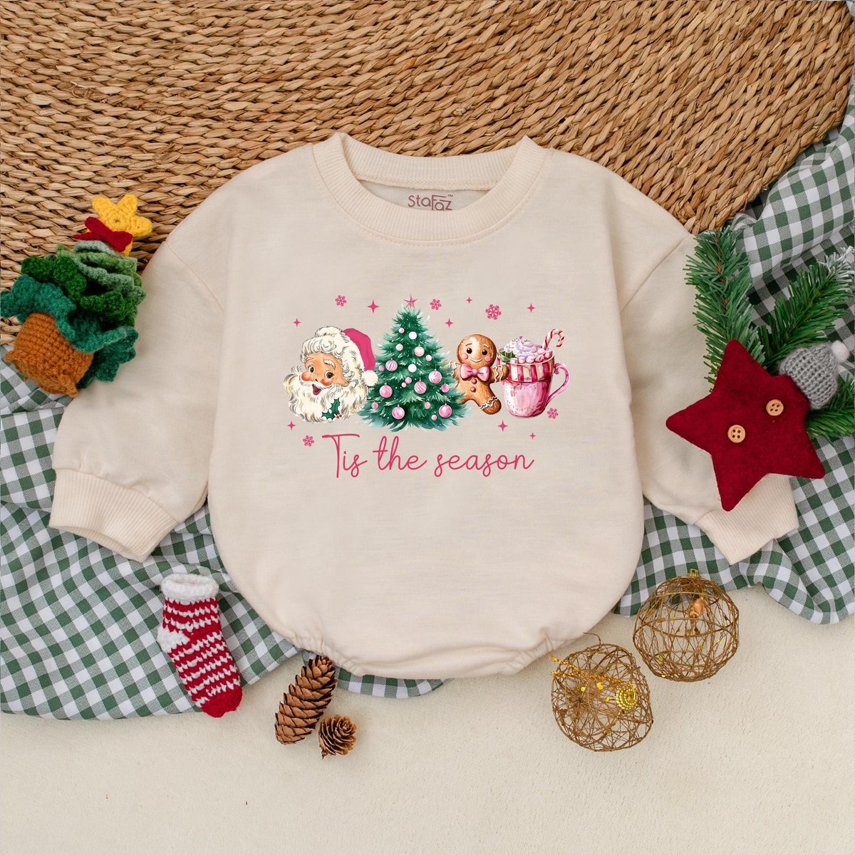 Tis The Season Christmas Baby Romper Girly Christmas Baby Bodysuit Baby Christmas Outfit Merry Chris 182