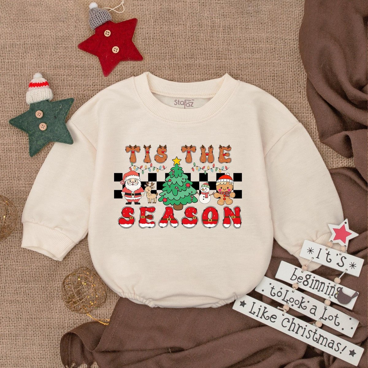 Tis The Season Christmas Bubble Romper Boy Christmas Sweatshirt Bubble Romper Christmas Bodysuit New