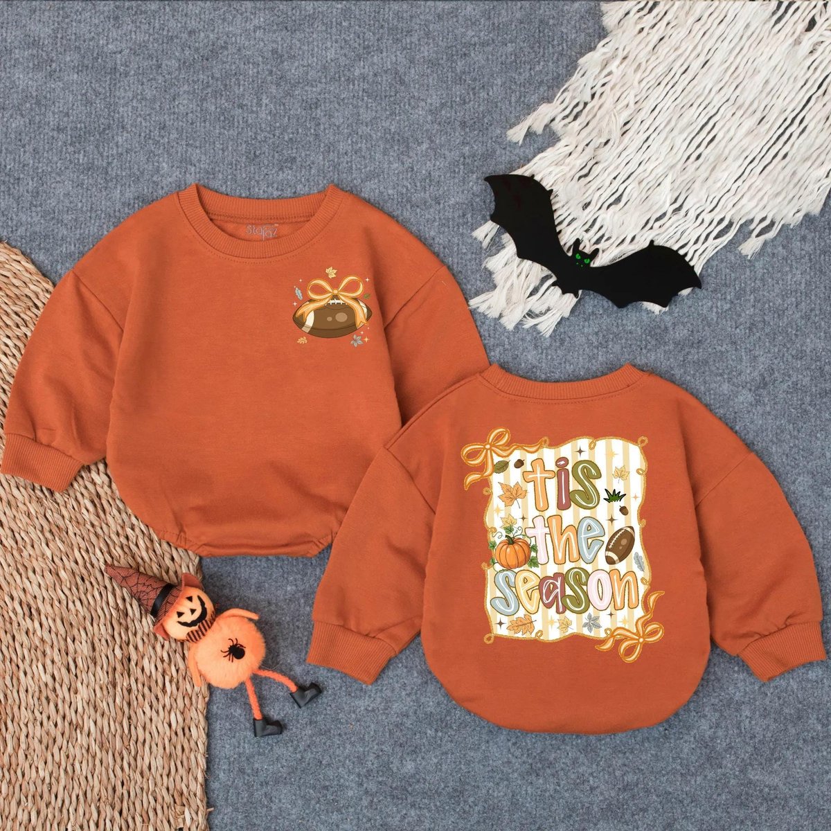 Tis The Season Football Gliter Girl Bubble Romper Thanksgiving Game Day Outfit Girl Fall Oversized S 432