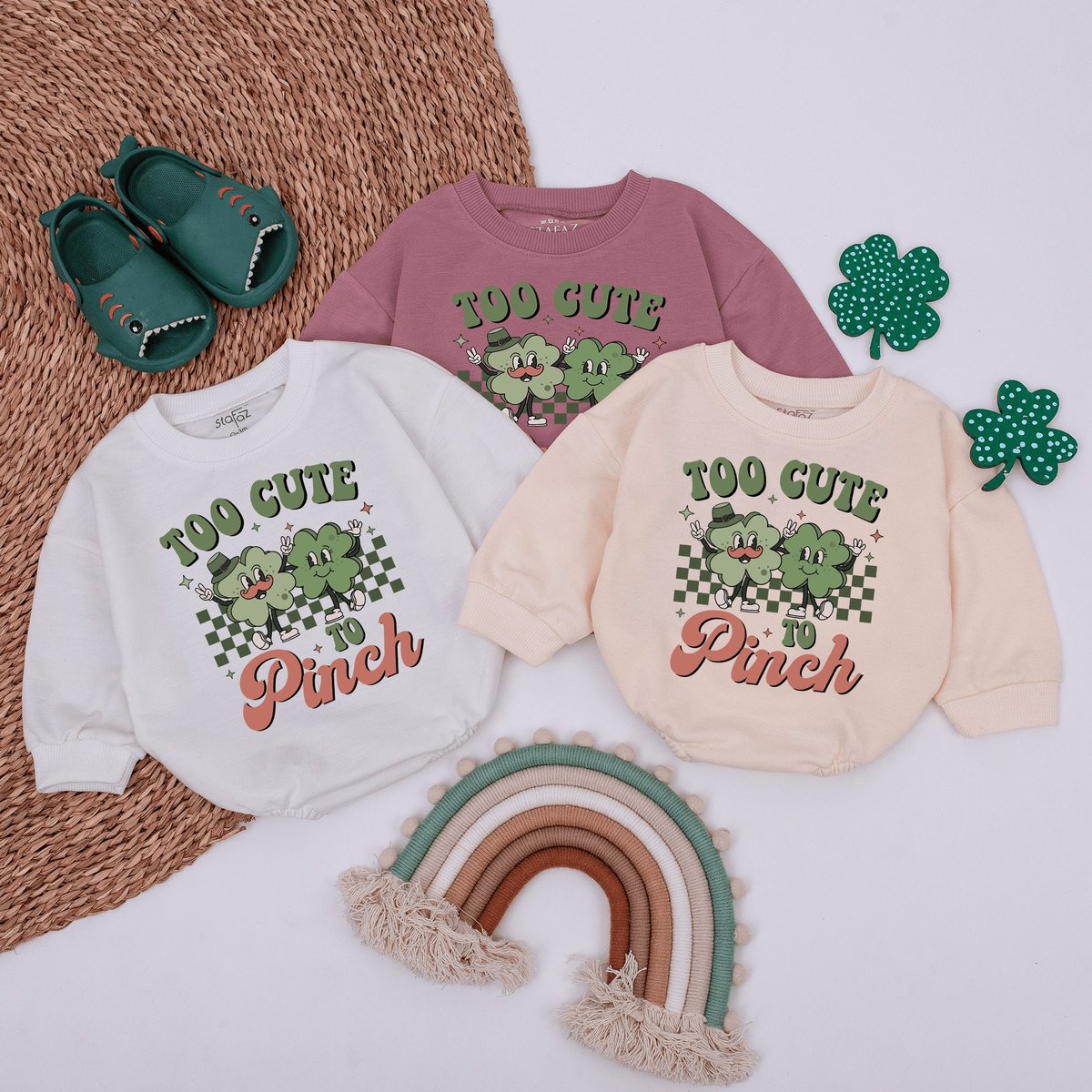 Too Cute To Pinch Baby Romper Cute Irish Kids shirt Infant Bodysuit Baby St Patricks Day Outfit Patr 165