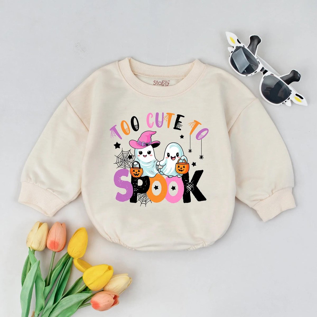 Too Cute To Spook Baby Romper Halloween Baby Outfit Ghost Fall Shirt Cute Spooky Toddler Clothes Bab 433