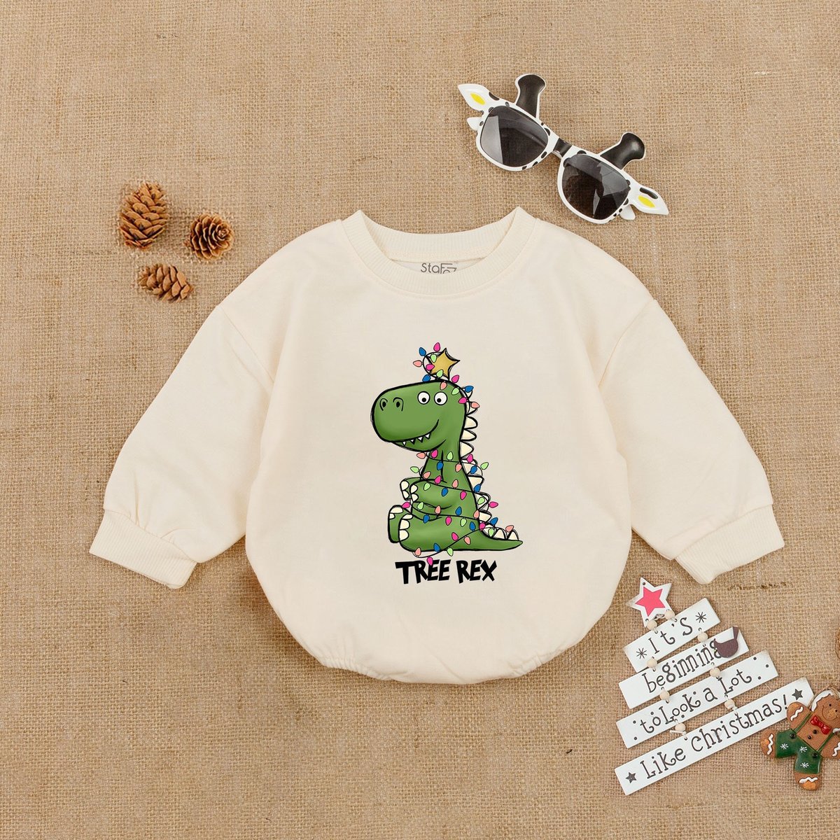 Tree Rex Chirstmas Romper Christmas Baby Announcement Bodysuit Baby Cozy Clothes Newborn Girl Outfit