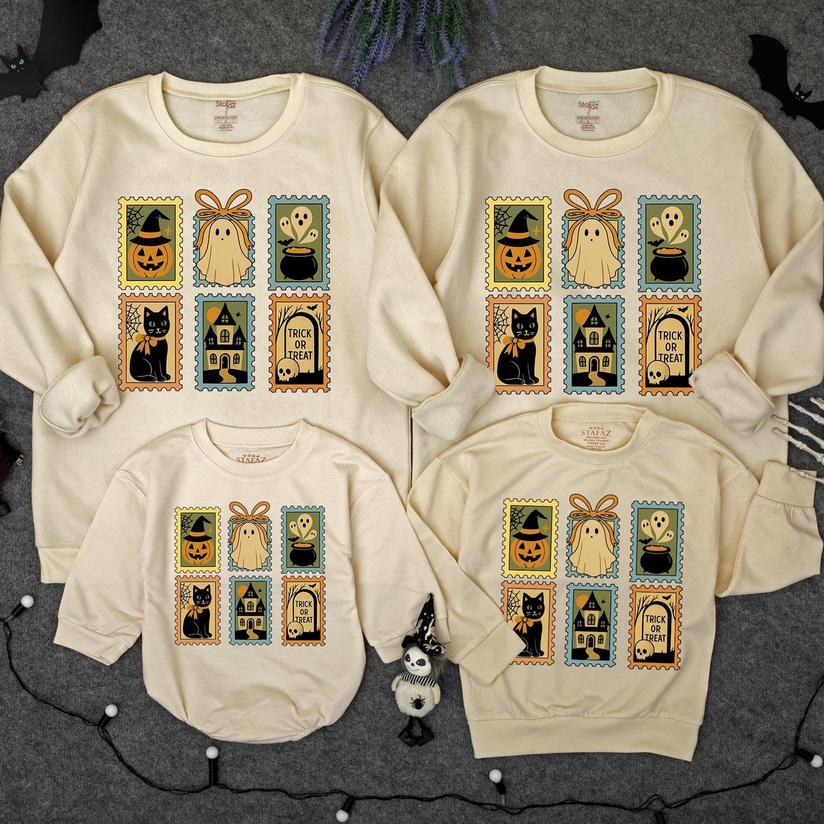 Trick or Treat Sweatshirt Halloween Crewneck Halloween Outfits Women Vintage Halloween baby romper G 433