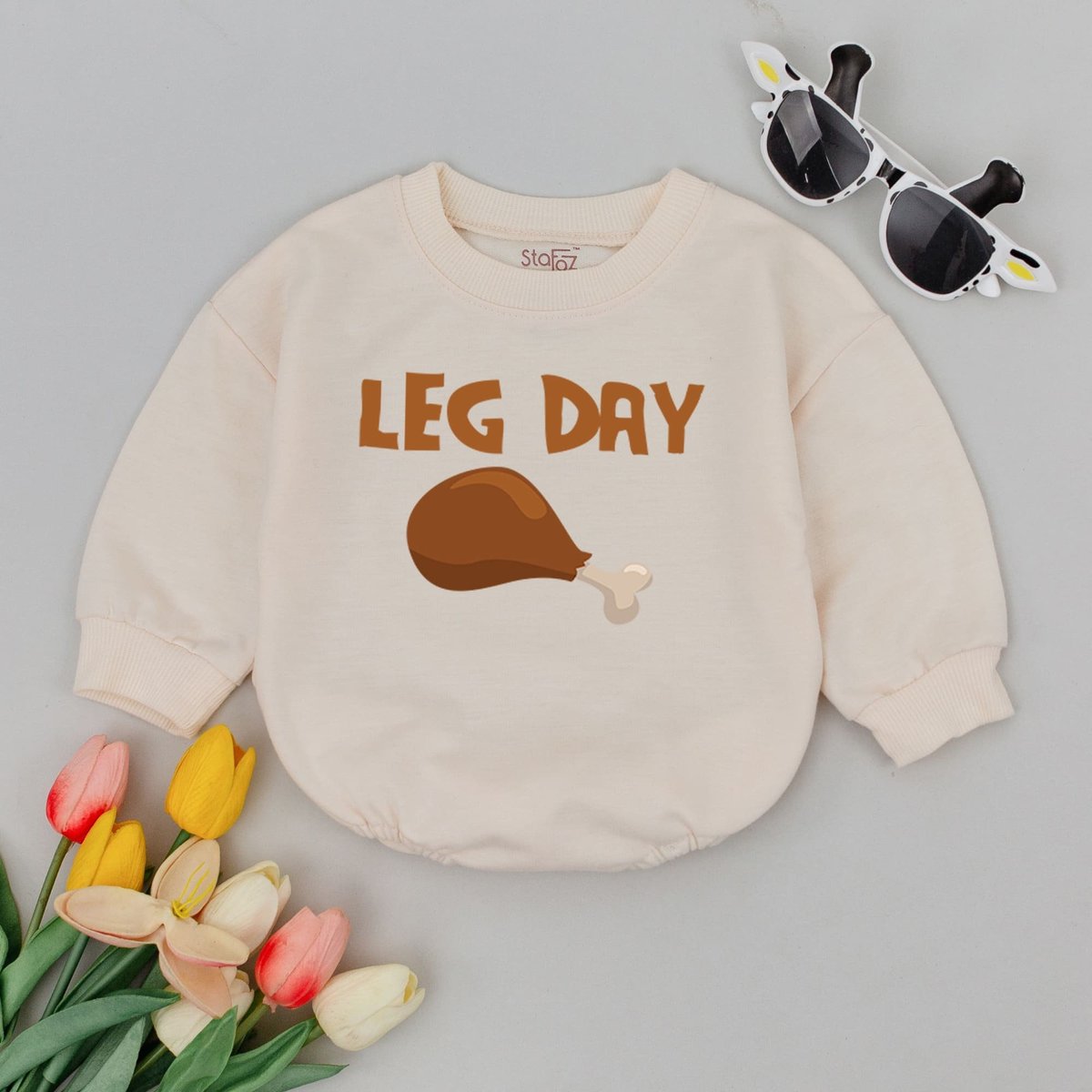 Turkey Leg Retro Baby Romper Thanksgiving Turkey Toddler sweater Funny Leg Day Kids Clothes Minimali 172