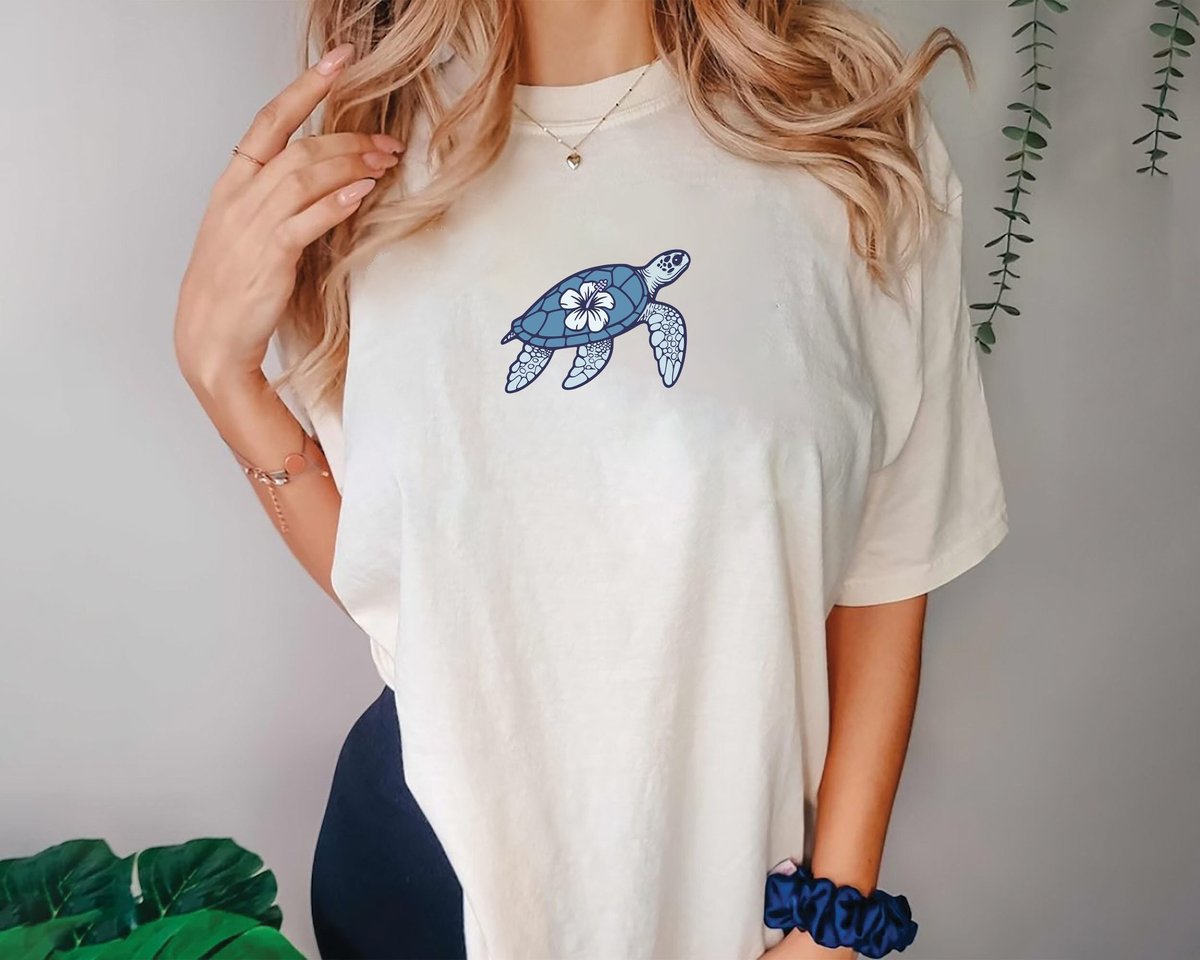 Turtle Ocean Hibiscus Flower T Shirt Beach Tshirt Beach Bum T shirt Ocean Shirt Beach T Shirt Summer
