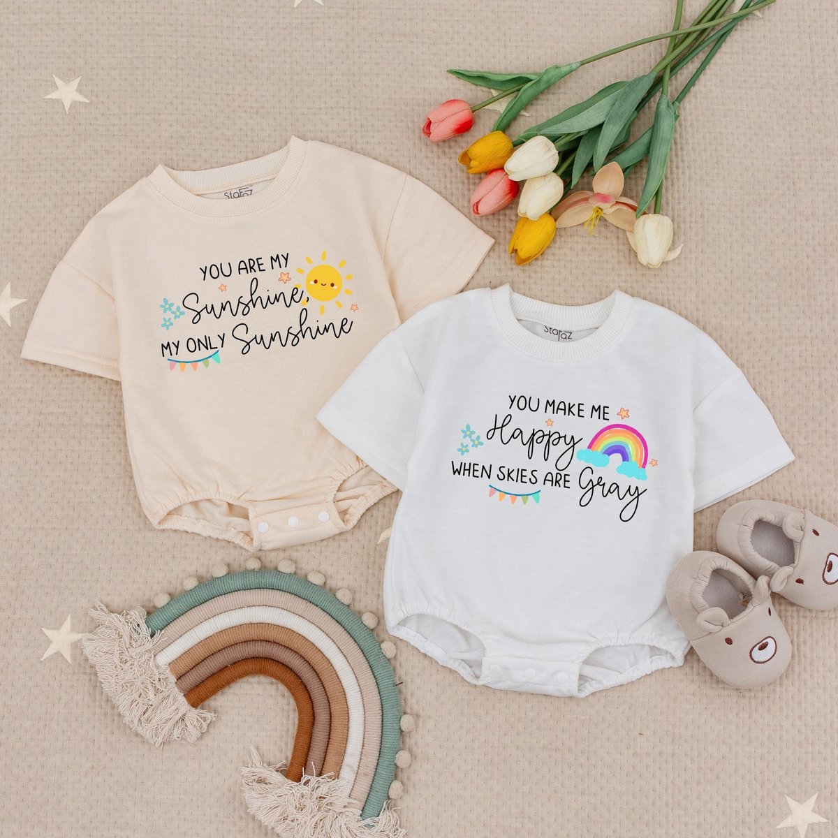 Twins Sunshine Baby Romper You Are My Sunshine Bodysuit Cute Baby Sunshine Twin Matching Twins Babys