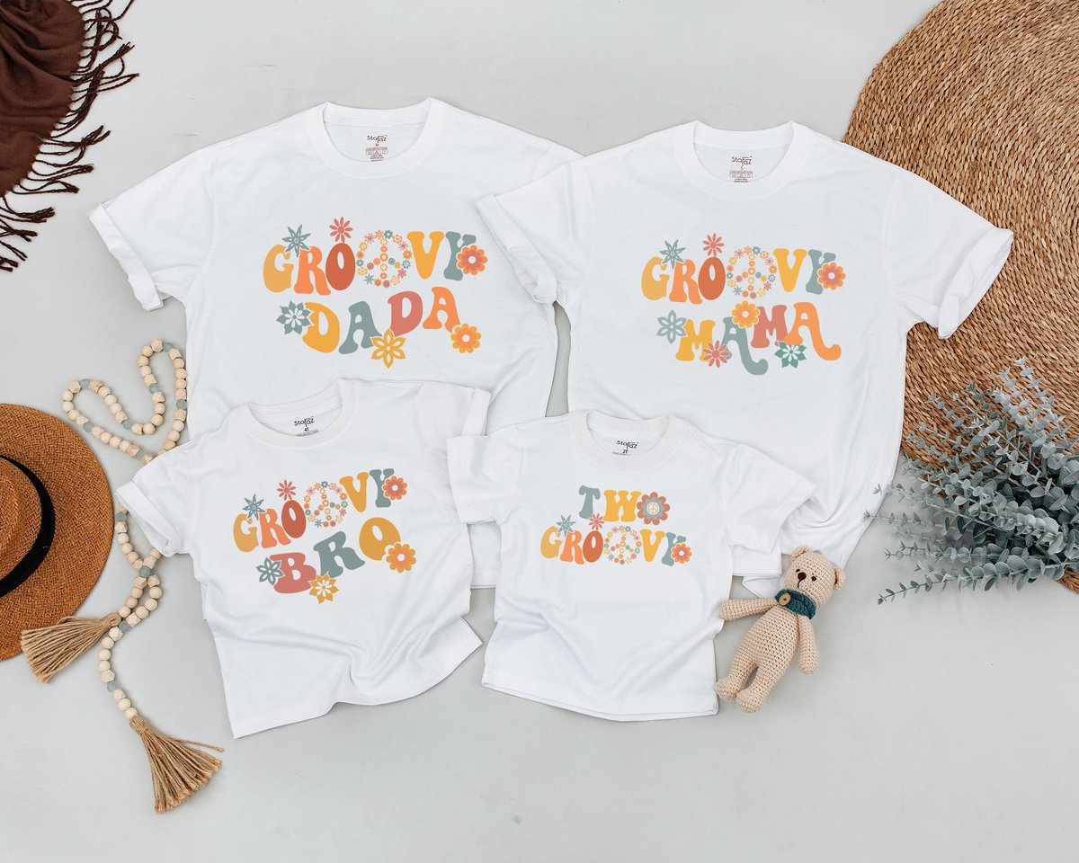 Two Groovy Birthday Shirt Two Groovy Birthday Girl Outfit Groovy 2nd Birthday Mommy and Me Retro Gro 168