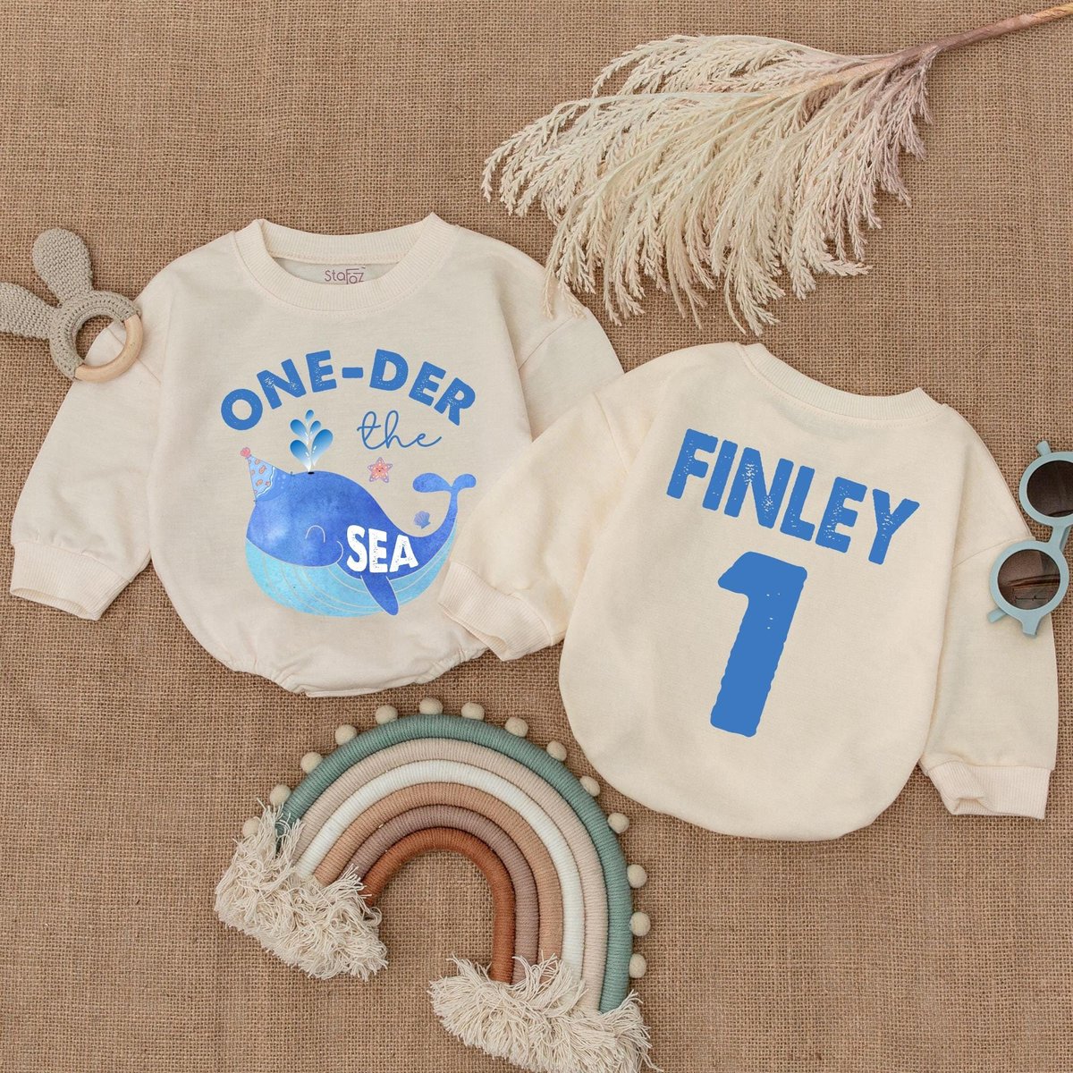 Under the Sea Party Outfit First Birthday Baby Romper First Birthday OutfitBlue Theme Birthday Shirt 182