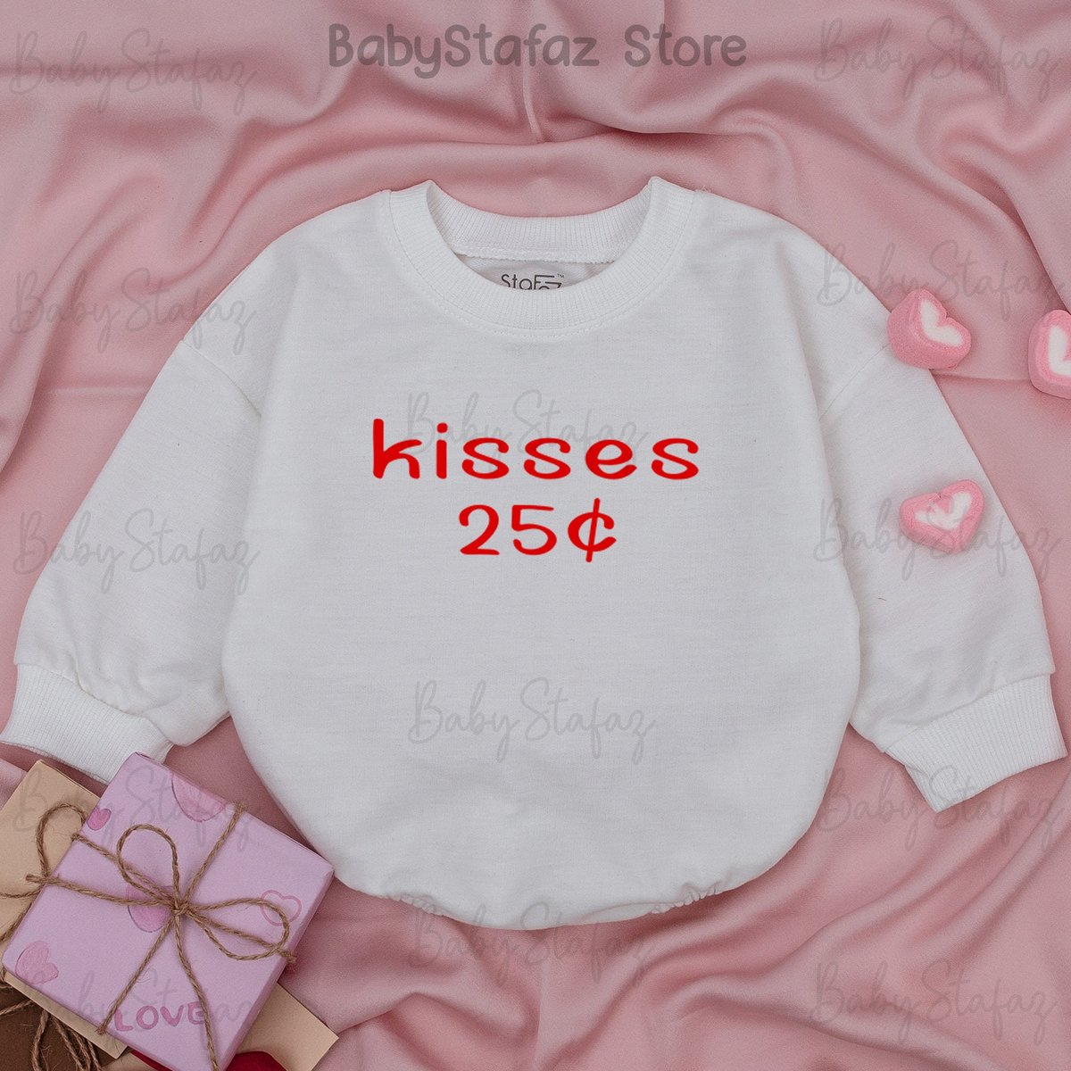 Valentine's baby outfit Kisses 25 Cents Baby Romper Valentines day baby girl outfit Valentines baby 163