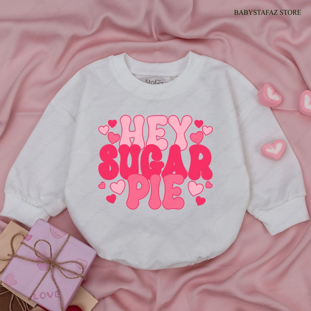 Valentines day baby Outfit Hey Sugar Pie Baby Romper Funny Valentines day baby girl outfit Valentine 165