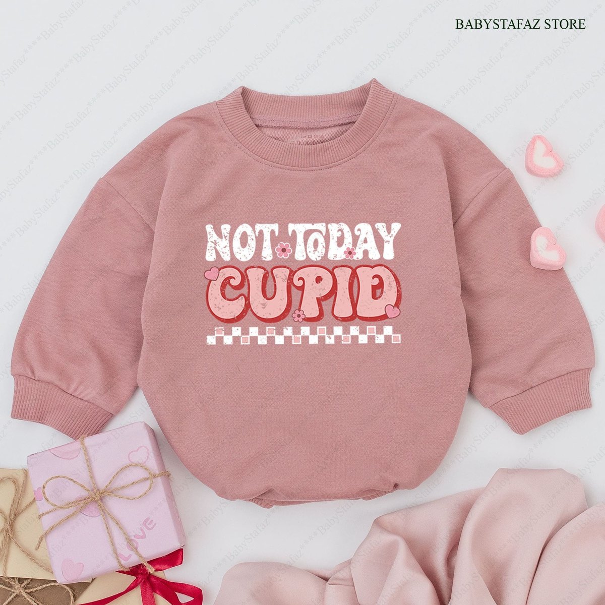 Valentines day baby Outfit Not Today Cupid Baby Romper Funny Valentines day baby girl outfit Valenti 163