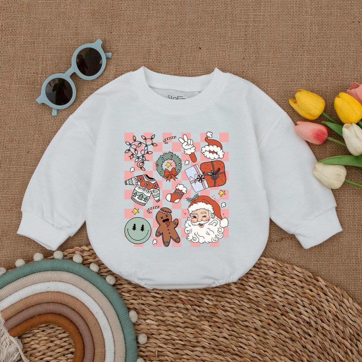 Vintage Christmas Baby Romper Christmas Baby Bodysuit Winter Baby Clothes Christmas Baby Shower Merr 178