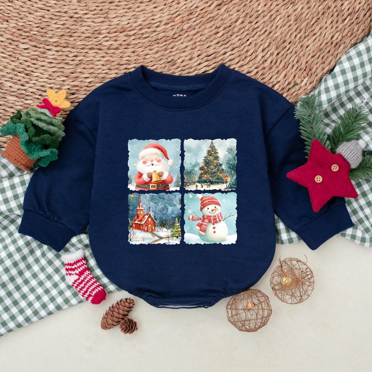 Vintage Christmas Baby Romper Christmas Baby Bodysuit Baby Christmas Outfit My First Christmas First 180