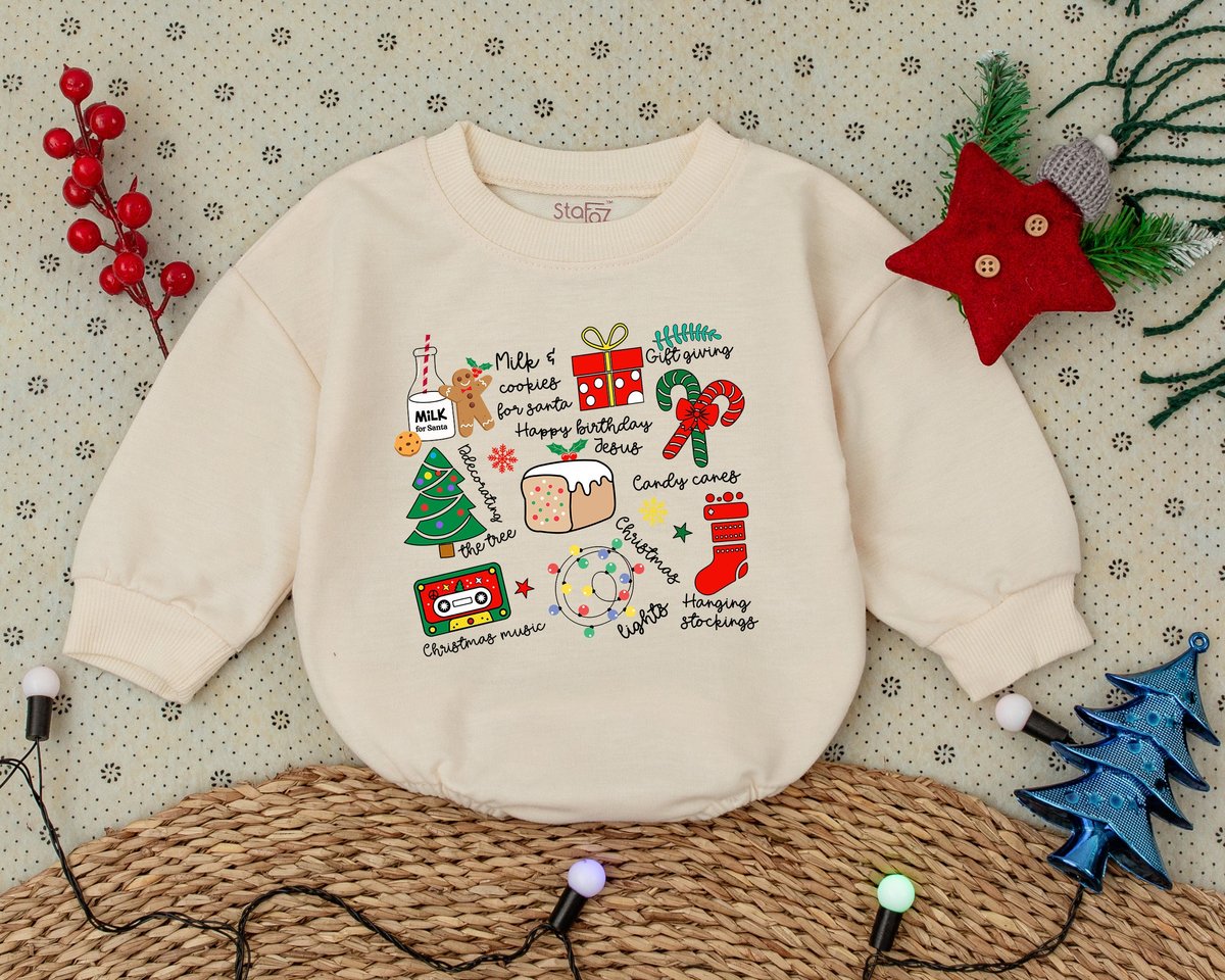 Vintage Christmas Romper Christmas Outfit First Christmas Clothes Toddler Sweatshirt Baby Shower Gif