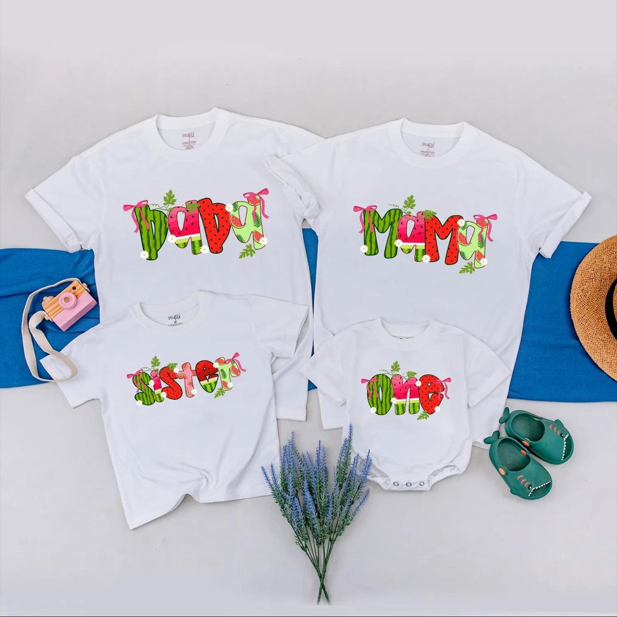 Watermelon Summer Matching Family Shirts Cute Fruit Outfits for Mom Dad Sister and Baby Custom Vacat 429