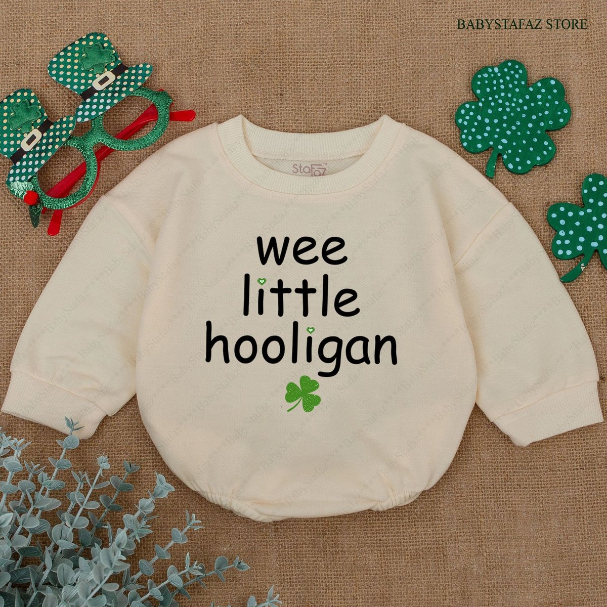 Wee Little Hooligan Baby Romper St. Patrick's Day Baby Outfit Funny Irish Baby Clothes irish hoolig 165