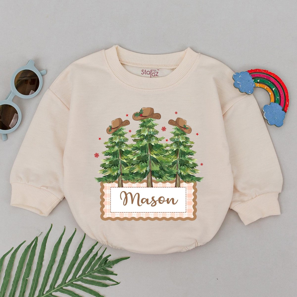 Western Christmas Tree Romper 1st Christmas Baby Romper Christmas Xmas Clothes Baby Shower Newborn f