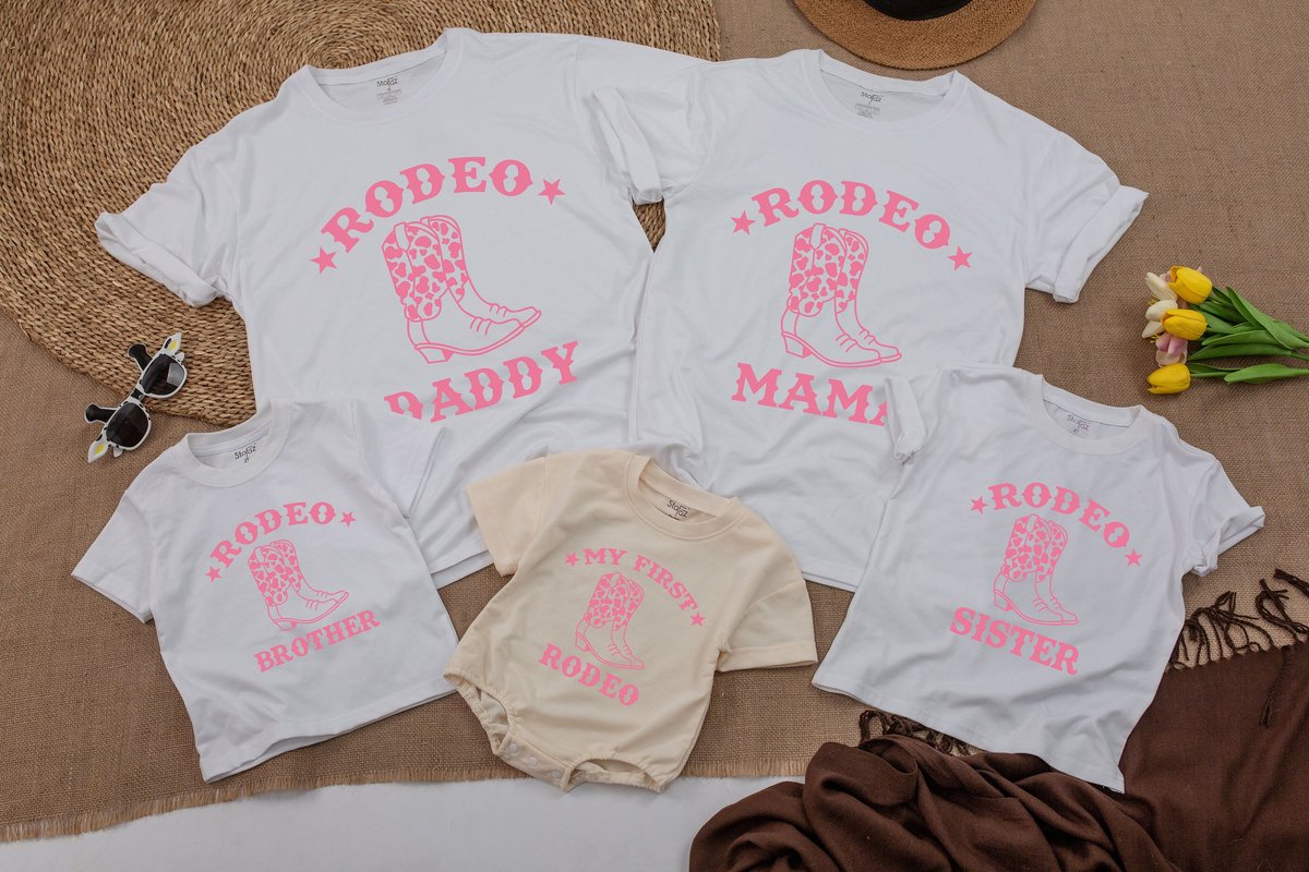 Western First Birthday Party Shirts for Family My First Rodeo T Shirt Cowgirls 1st Birthday Outfit C 152