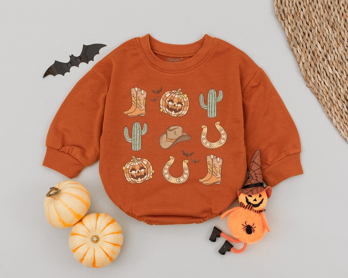 Western Halloween Romper First Halloween Outfit Halloween Baby Clothes Retro Western Newborn Romper