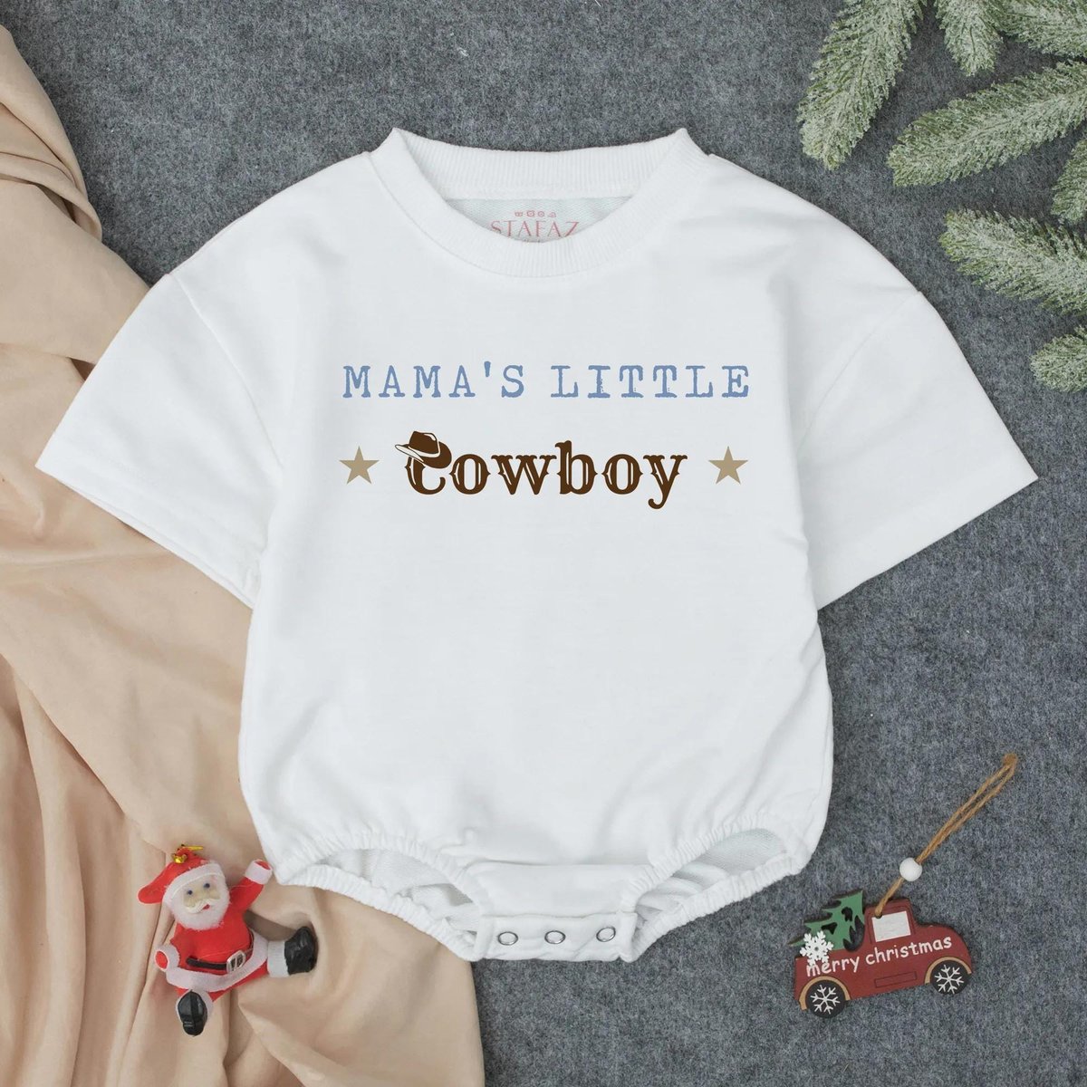 Western Mama's Little Cowboy Bubble Romper Mothers Day Gifts New Mom Mother's Day Mama's Bestie M 436