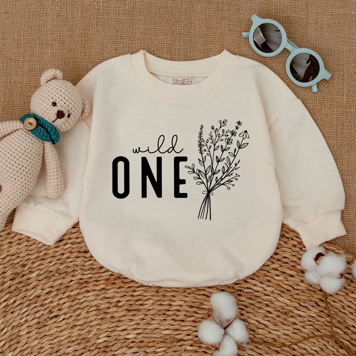 Wild One Birthday Romper Wild Flower Birthday Bodysuit Romper for Baby Girl Cake Smash Outfit Newbor 169