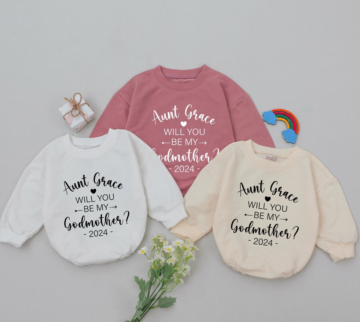 Will you be my Godmother Romper New Baby Gifts Mother's Day Gift Newborn for Girls Boys Godmother G