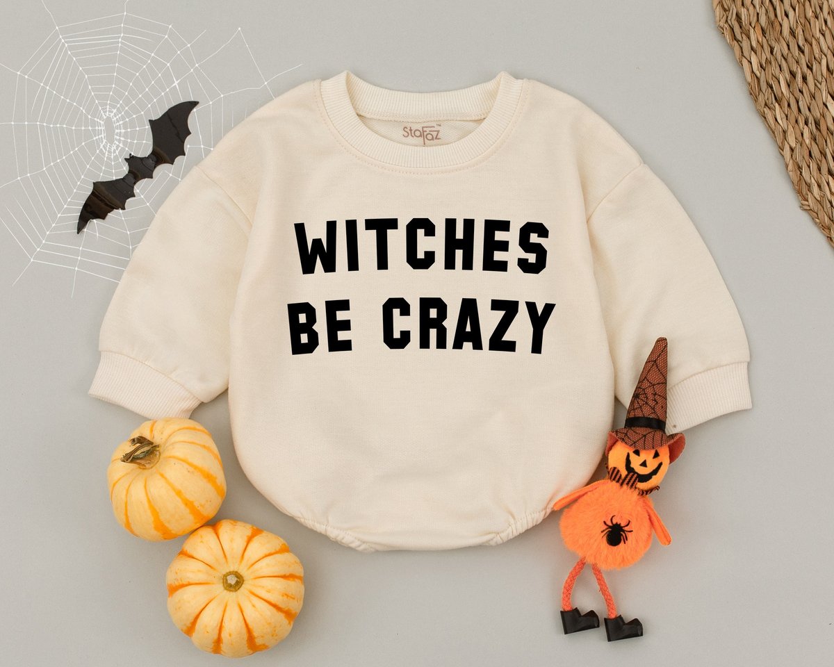 Witches Be Crazy Baby Romper Halloween Toddler Outfit Halloween Costume Basic Witch Baby Boy Hallowe
