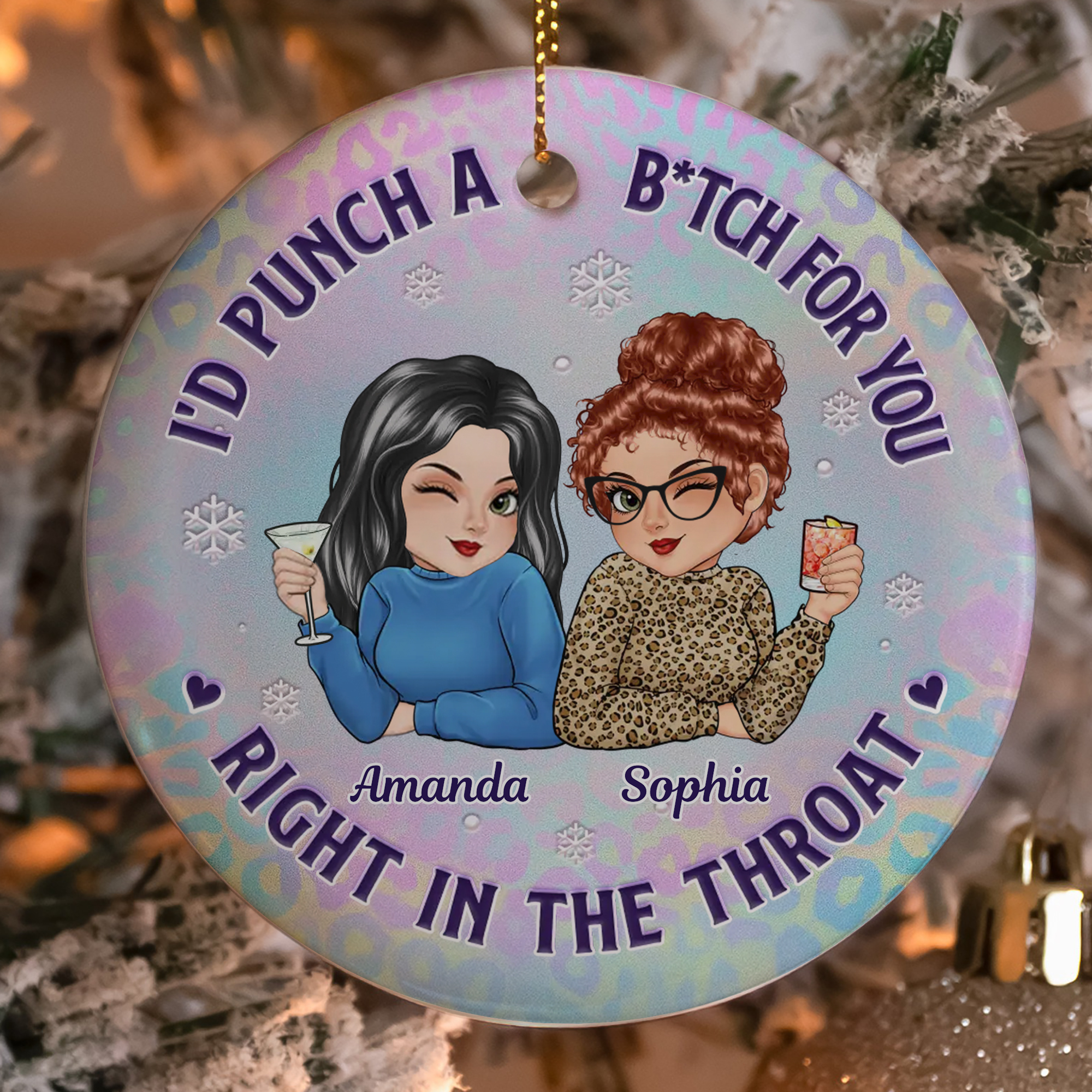 Personalized Punch A Btch Best Friend Ornament  Ceramic Funny Keepsake  Christmas Gift for Bestie-COR-WQIE2
